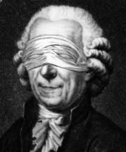 Paolo Grignotti, pictured in a ritual blindfold of his own device.