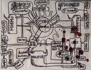Though was organized into neat piles of discrete anatomy, his clothing was neatly folded at the murder scene. In his jacket pocket was found this curious scribbling.